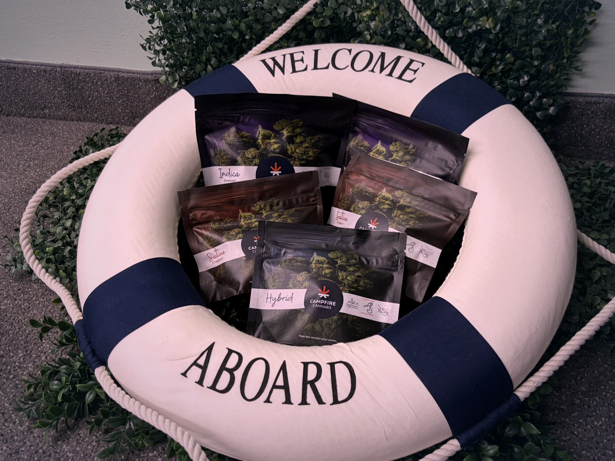 Welcome Aboard life buoy with curated products
