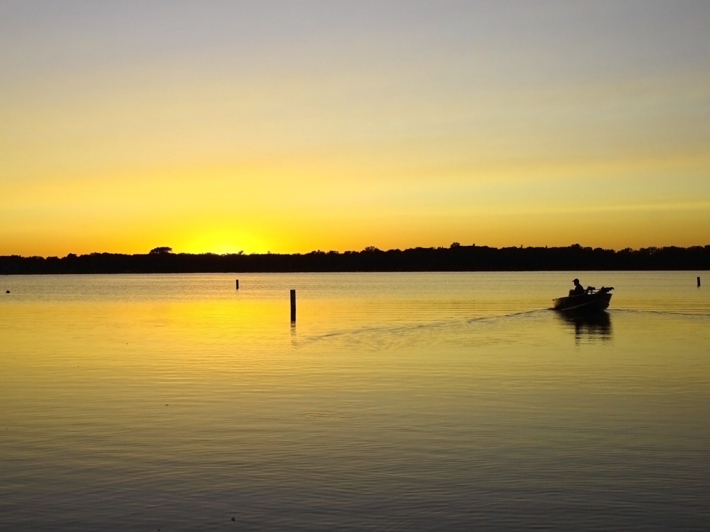 Golden sunset over a White Bear Lake, Minnesota